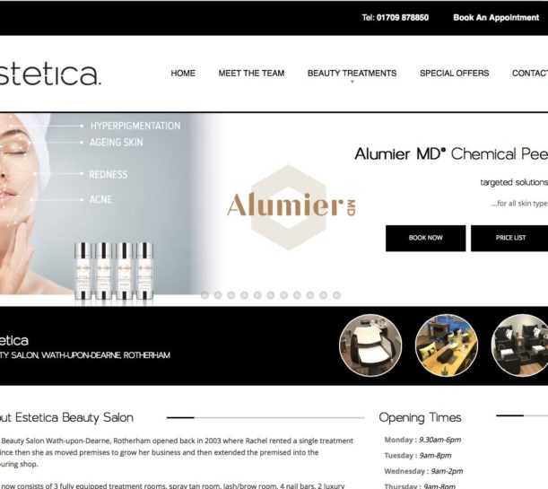 estetica website design desktop