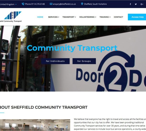 sheffield community transport website design desktop