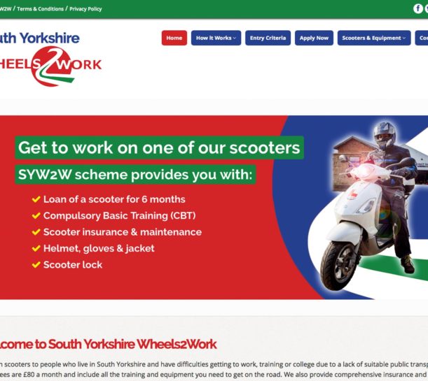 south yorkshire wheels2work website design desktop