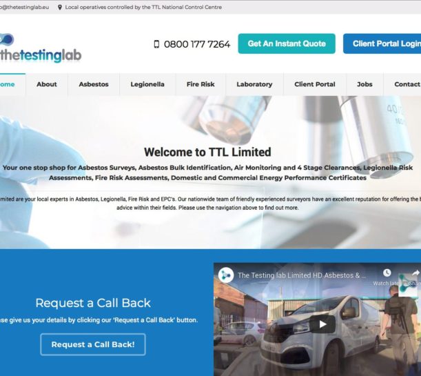the testing lab website design desktop