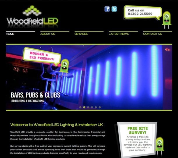 woodfieldLED website design desktop